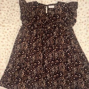 Floral Kids Dress in Black and Brown